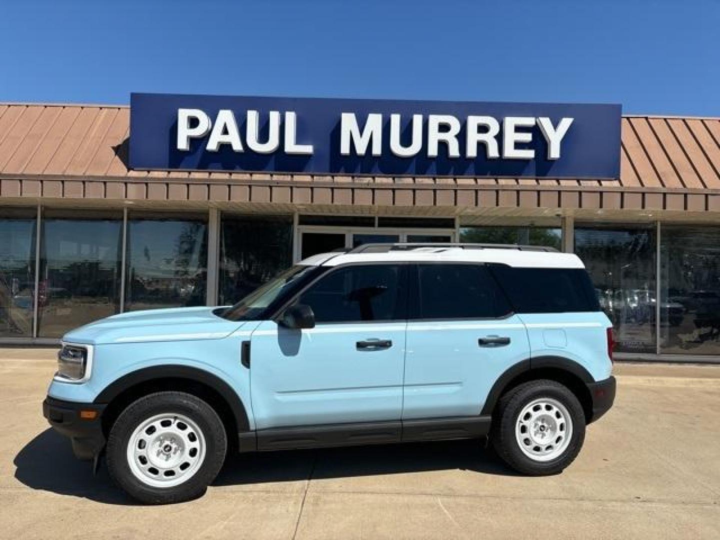 2024 Robins Egg Blue /Navy Pier Ford Bronco Sport Heritage (3FMCR9G63RR) with an 1.5L EcoBoost engine, Automatic transmission, located at 1105 E Mulberry, Kaufman, TX, 75142, (972) 962-2151, 32.589550, -96.300926 - Robins Egg Blue 2024 Ford Bronco Sport 4D Sport Utility Heritage 4WD 8-Speed Automatic 1.5L EcoBoost<br><br>25/29 City/Highway MPG<br><br><br>Please call Paul Murrey Ford Inc. In Kaufman Texas A Family Dealership Since 1952 Serving the Dallas Fort Worth and East Texas areas for over 70 years. Please - Photo#0