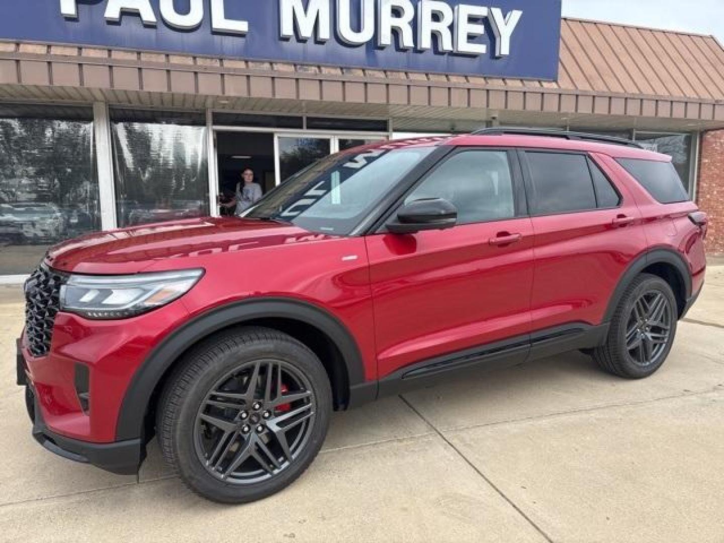 2025 Rapid Red Metallic Tinted Clearcoat /Onyx Ford Explorer ST-Line (1FMUK8KH9SG) with an 2.3L EcoBoost I-4 engine, Automatic transmission, located at 1105 E Mulberry, Kaufman, TX, 75142, (972) 962-2151, 32.589550, -96.300926 - Red 2025 Ford Explorer 4D Sport Utility ST-Line 4WD 10-Speed Automatic 2.3L EcoBoost I-4 4WD.<br><br>20/27 City/Highway MPG<br><br><br>Please call Paul Murrey Ford Inc. In Kaufman Texas A Family Dealership Since 1952 Serving the Dallas Fort Worth and East Texas areas for over 70 years. Please call 9 - Photo#2